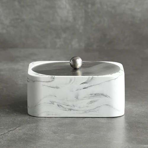 Accessoires de salle bains blancs ~ LUXURY MARBRE Boîte à