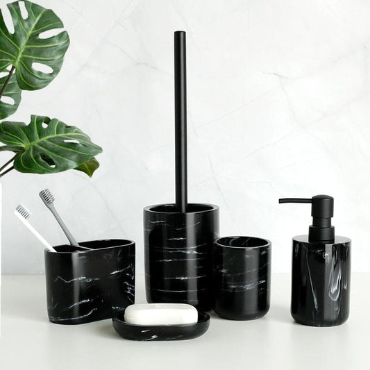Accessoires de salle bains et WC noirs ~ BLACK MARQUINA Set