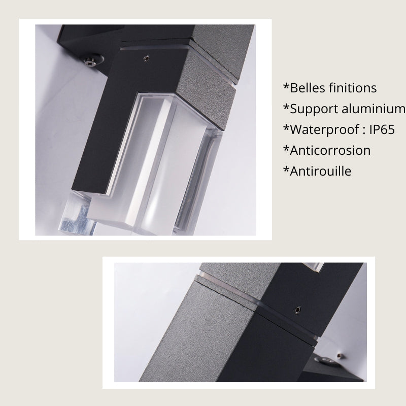 applique murale noir mat led waterproof