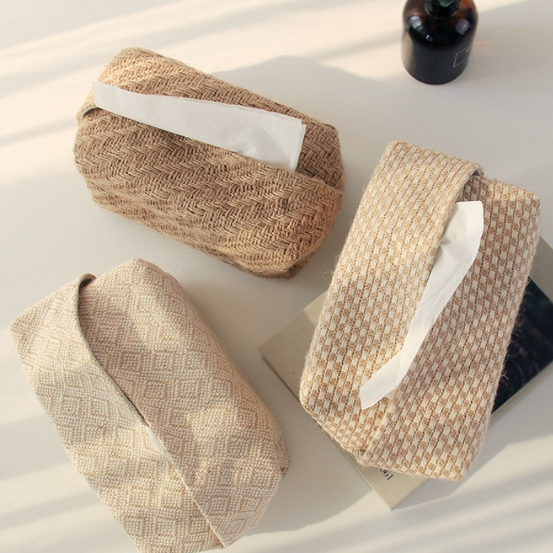 boites à mouchoirs en coton et lin