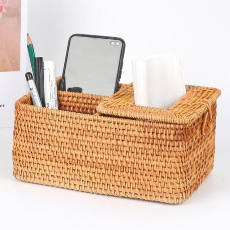 boite de mouchoirs rectangulaire rotin