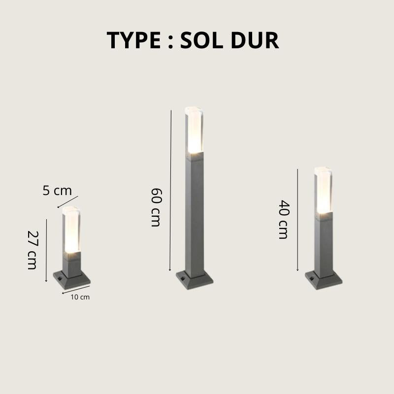 luminaire pour sol dur dimensions