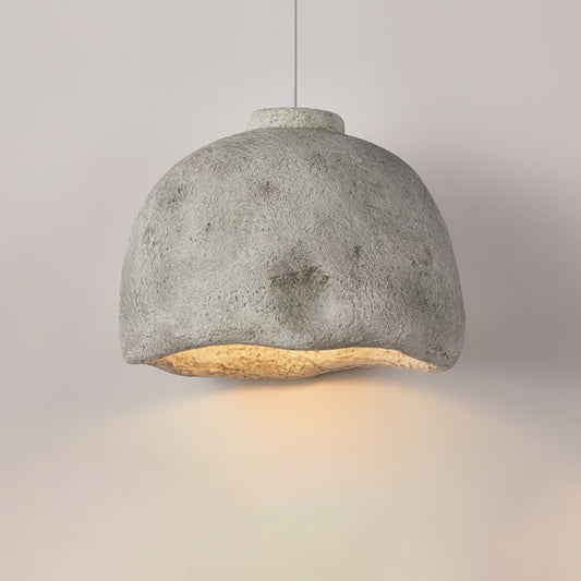 lustre suspendu gris avec lumière chaude