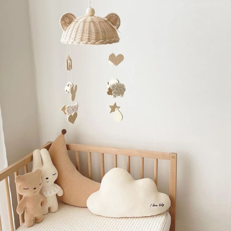 Wooden and rattan baby mobile ~ OREILLOU