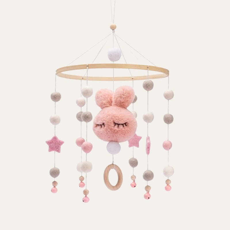Mobile bebe bois lapin rose ~ PINPIN