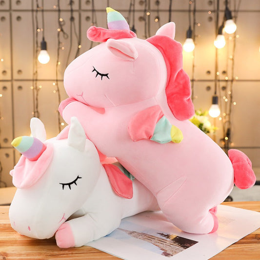 peluche geantes licorne blanc et rose