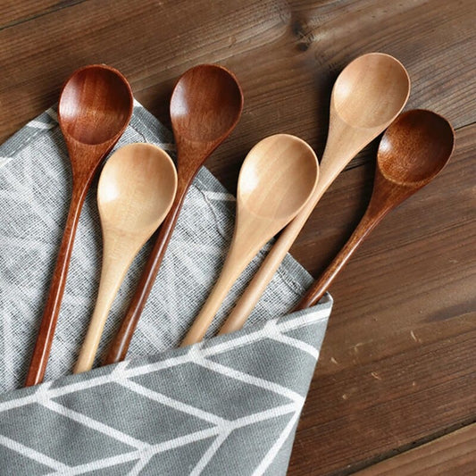 SANUR ~ Lot de 6 petites cuillères en bois à long manche