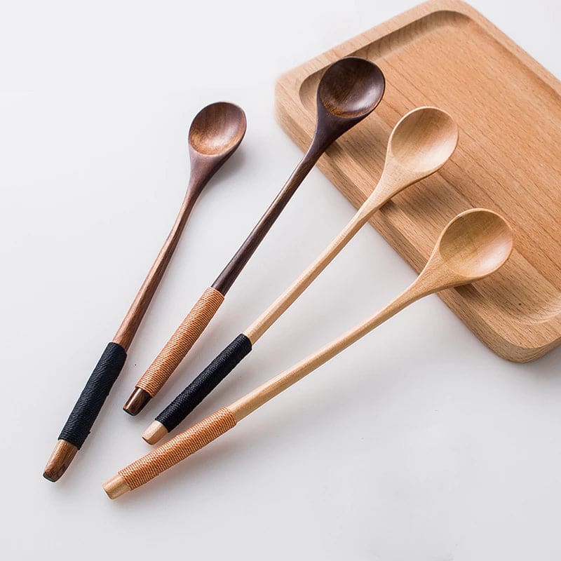 SANUR ~ Lot de 6 petites cuillères en bois à long manche