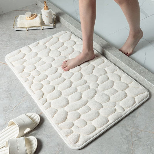 Tapis de bain antidérapant à mémoire forme ~ GALET Ecru / 40