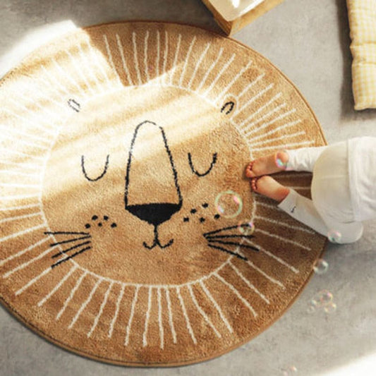 Tapis rond à imprimé lion ~ tapis lion rond