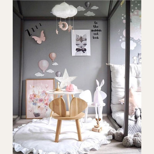 Tapis rond à volants déhoussable ~ SWEETY Blanc