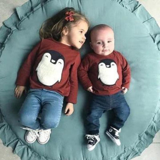 Tapis rond à volants déhoussable ~ SWEETY Bleu canard