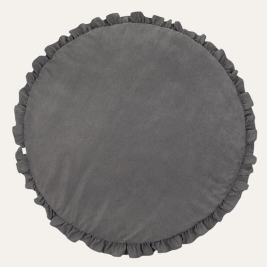 Tapis rond à volants déhoussable ~ SWEETY Gris anthracite