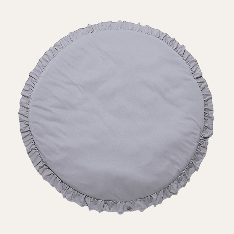 Tapis rond à volants déhoussable ~ SWEETY Gris clair