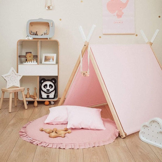 Tapis rond à volants déhoussable ~ SWEETY Rose