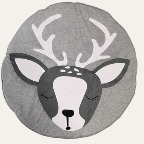 Tapis rond en coton cerf gris ~ HUBERT Hubert le Cerf