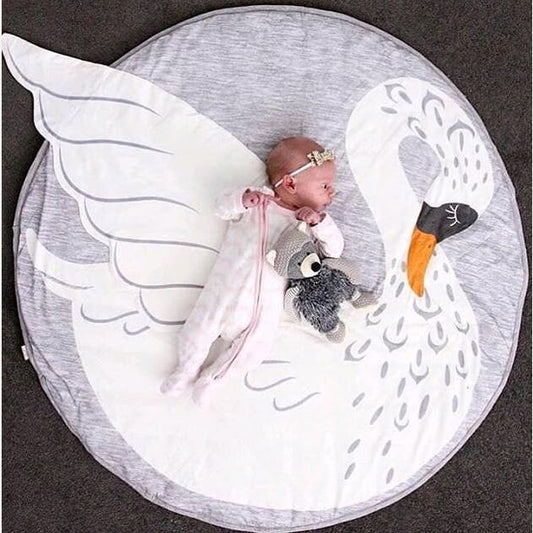 Tapis rond en coton cygne ~ AURORE