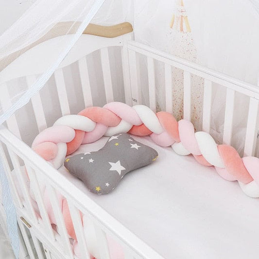 Tresse de lit chic bébé ~ ARC-EN-CIEL Rose - Blanc & Corail 