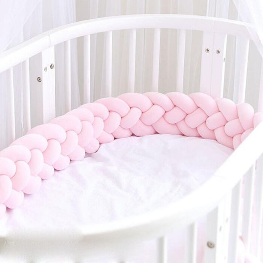 tour de lit tressé rose