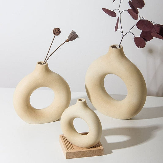 Vase circulaire en céramique beige ~ LOUNA BEIGE