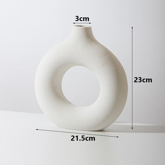 Vase circulaire en céramique blanc ~ LOUNA WHITE L - Hauteur