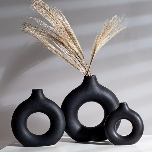 Vase circulaire en céramique noir ~ LOUNA BLACK S - Hauteur