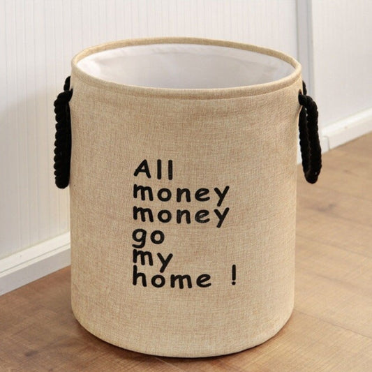 Jute laundry basket ~ MONEY
