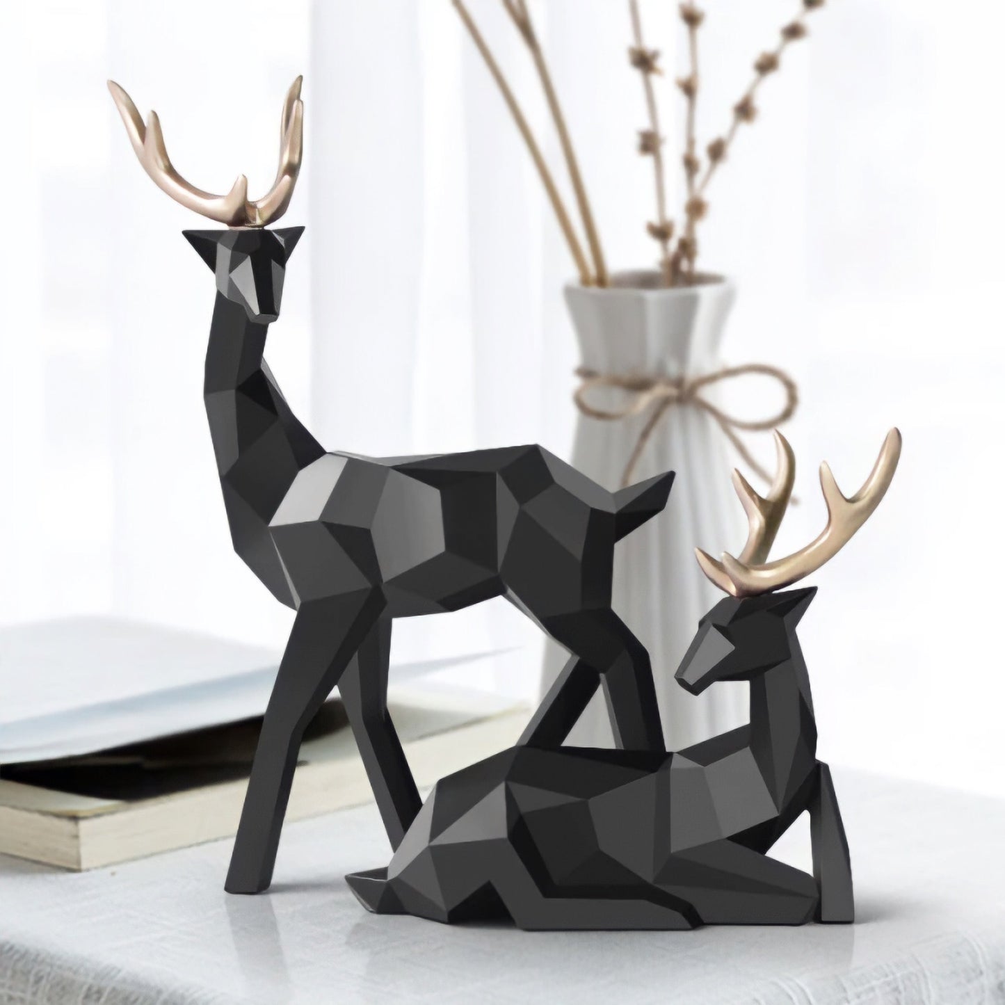 statue cerf noir