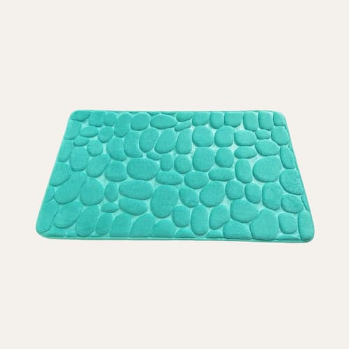 Tapis de bain antidérapant à mémoire forme ~ GALET Bleu vert