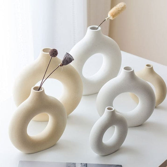 Vase circulaire en céramique beige ~ LOUNA BEIGE