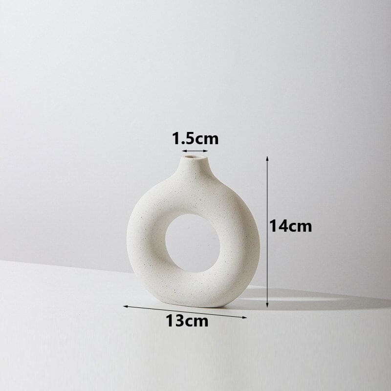 Vase circulaire en céramique blanc ~ LOUNA WHITE S - Hauteur